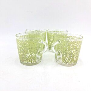 IKEA GODTA  Glass Coffee Mug Tea Cup -Patterned Green Set of 4